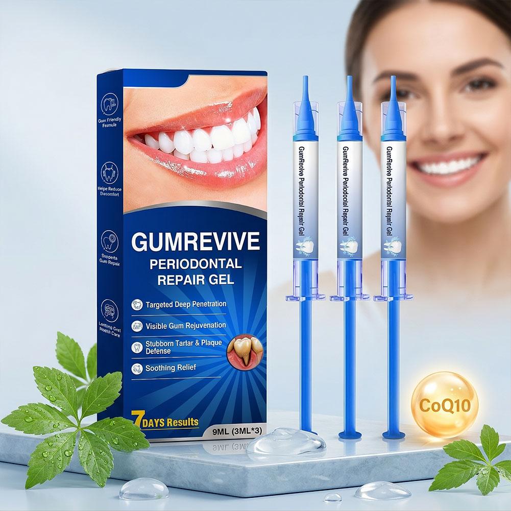Teeth Whitening Gum - 歯のホワイトニング用、歯垢除去用、歯茎保護用の3個入り歯茎修復ジェル（ヒドロキシアパタイト配合）。