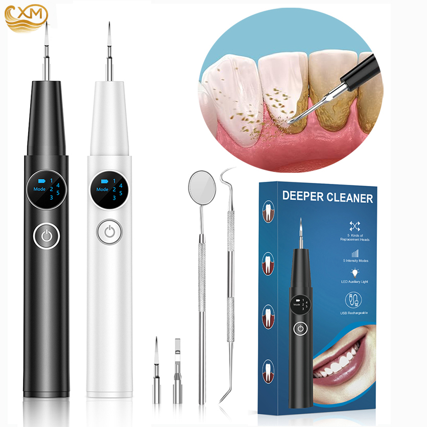 Teeth Whitening Kit Professional - 超音波スケーラー歯垢除去器 5つのモード付き歯石除去器 歯のクリーニングキット ソニック歯石除去器