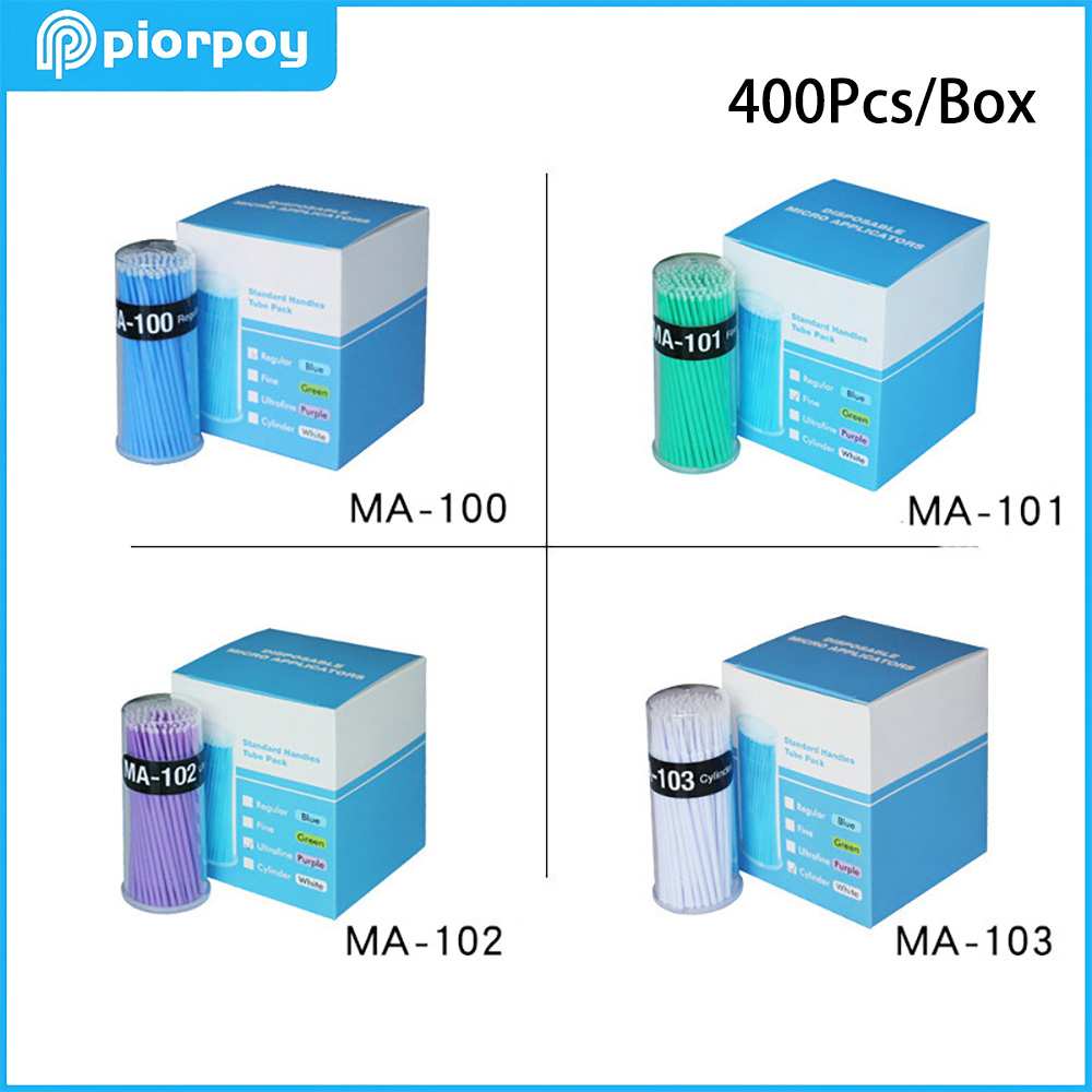 Teeth Whitening Kit Professional - PIORPOY 400 ピース/箱歯科用マイクロブラシ歯科用使い捨てマイクロアプリケーター曲げ可能なロングシャンク口腔歯ホワイトニング延長ツール