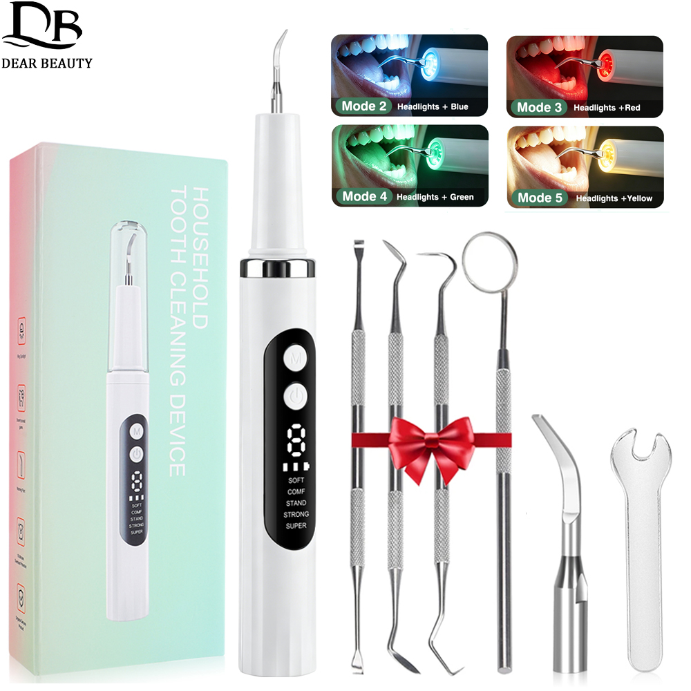 電動歯クリーナー超音波歯科スケーラー 5 LED ライト付き - Teeth Whitening Kit Professional のレビューと価格