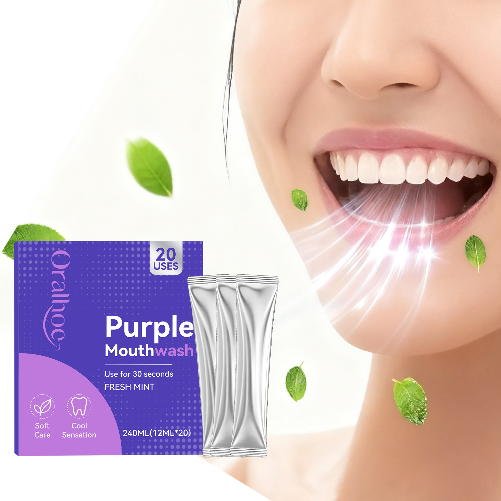20個入り。紫色のマウスウォッシュで、歯を白くし、黄ばみを落 - Teeth Whitening Gum のレビューと価格