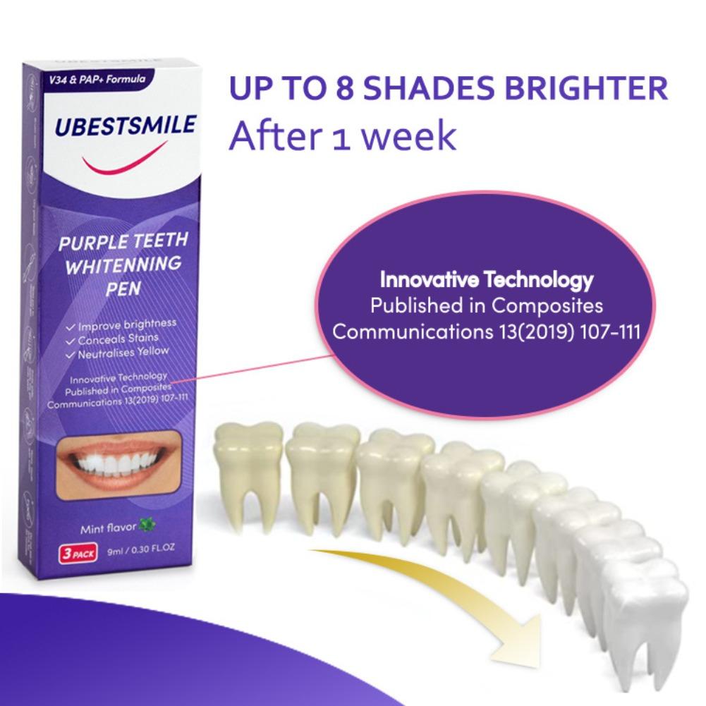 パープル歯のホワイトニングペンV34、PAPカラーコレクター - Teeth Whitening Gel Pen のレビューと価格