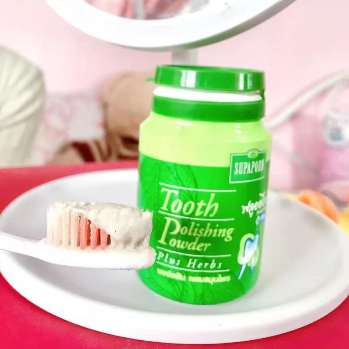 タイのサパポーンハーブ歯磨き粉、タバコや茶の汚れ、歯石、プラ - Teeth Whitening Powder のレビューと価格