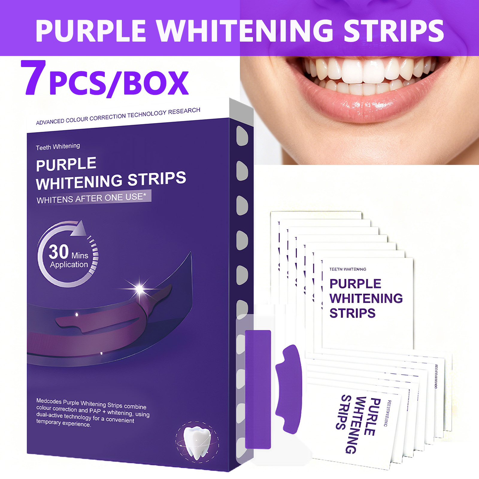 パープル歯のホワイトニングストリップ – 30分で素早く汚れ - Teeth Whitening Quick のレビューと価格