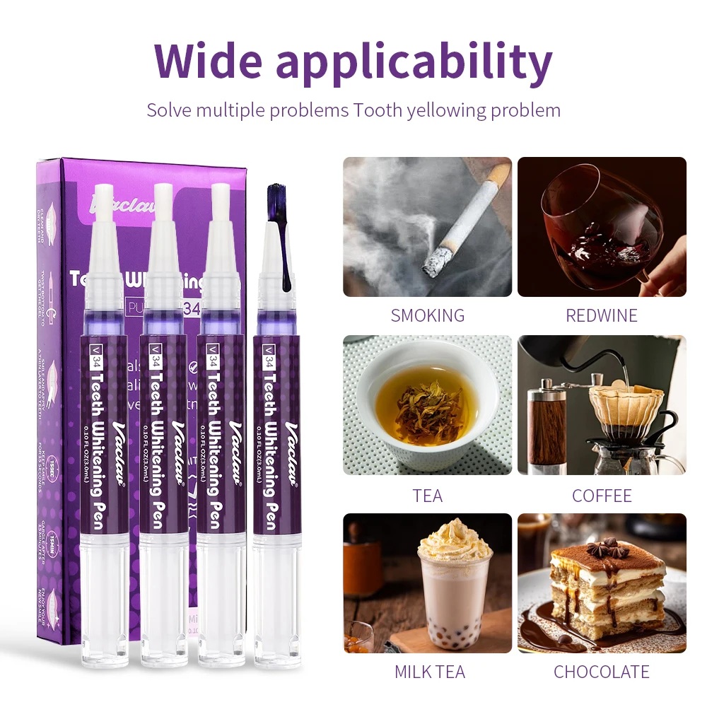 ヴァクラフV34 パープル歯のホワイトニングジェルペン。即効 - Teeth Whitening Gel Pen のレビューと価格